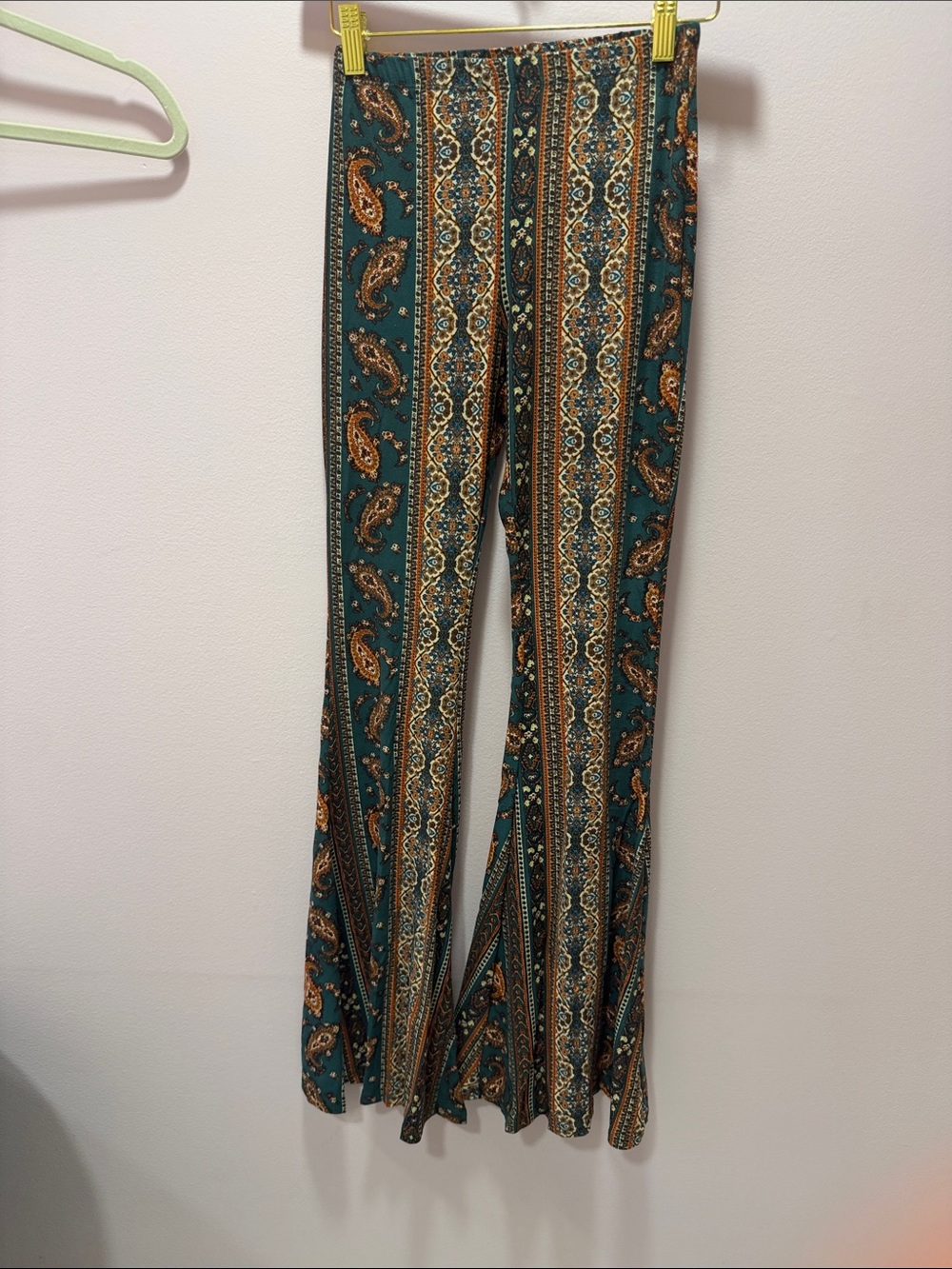Forever 21 Teal Paisley Print Flare Pants
